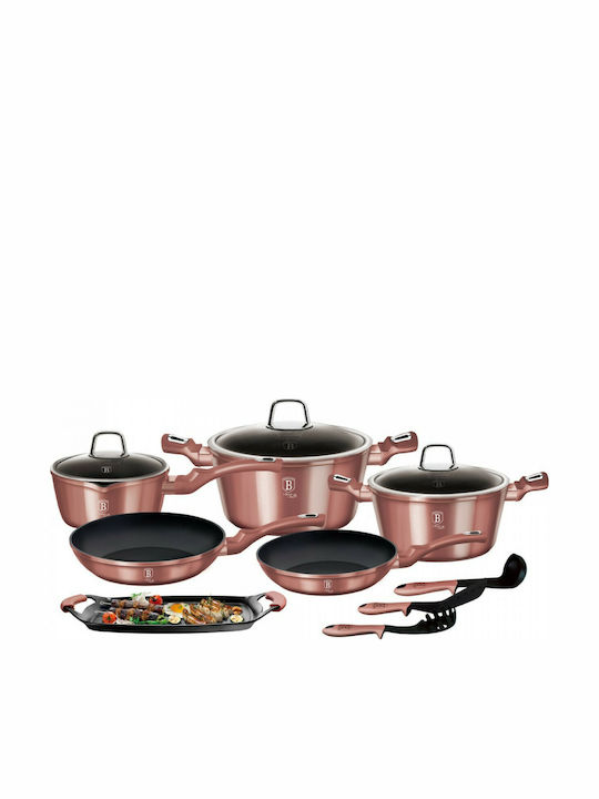 Berlinger Haus i-Rose Collection Cookware Set of Aluminum with Non-stick Coating Pink 12pcs