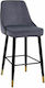 Stool Bar with Backrest Upholstered with Velvet Paige Grey 2pcs 51x57x110cm