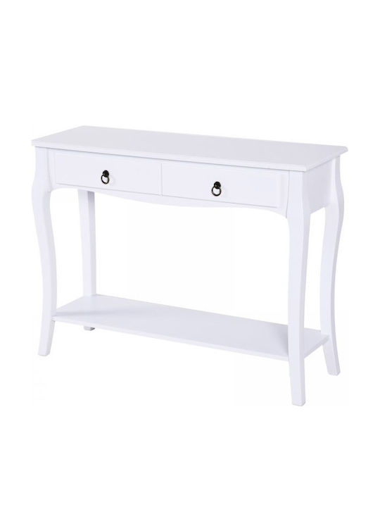 Solid Wood Console Table White L100xW33xH76cm