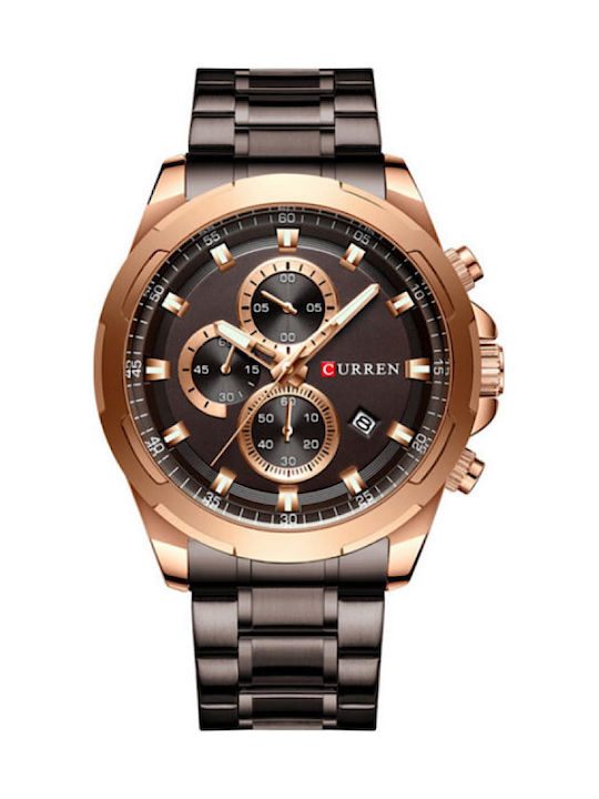 Curren Men's Watch 47mm Chronograph Battery with Stainless Steel Bracelet Brown