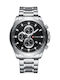 Curren Watch Chronograph Battery with Metal Bracelet Silver/Black