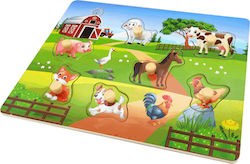 Wooden Kids Peg Puzzle Farm Animals 7pcs Remoundo