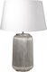 Zaros Ceramic Table Lamp with White Shade and Silver Base