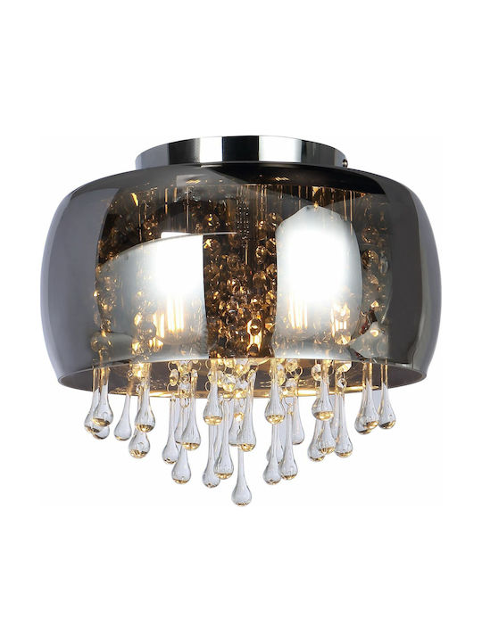 Globo Lighting Kalla Vintage Ceiling Light with Socket E14 with Crystals 35pcs Silver