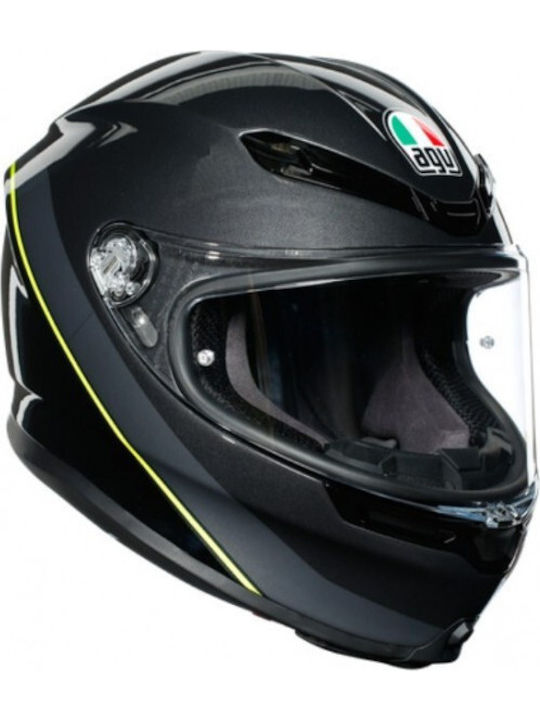 AGV K6 Minimal Full Face Helmet with Pinlock 1220gr Gunmetal/Black/Yellow Fluo 216301A2MY006004