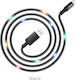 Hoco Braided / LED USB 2.0 to micro USB Cable Μαύρο 1.2m (U63)
