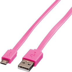 Roline 11.02.8762 Cablu Flat USB 2.0 la Micro USB 1m Roz