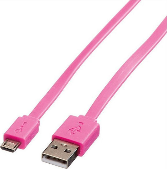 Roline Flat USB 2.0 spre micro USB Cablu Roz 1m (11.02.8762) 1buc