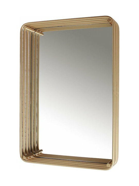 Zaros Καθρέπτης Τοίχου με Χρυσό Μεταλλικό Πλαίσιο 65x45cm