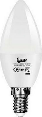 Lucas LED Lampen für Fassung E14 und Form C37 Warmes Weiß 900lm 1Stück