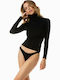 Fimelle Women's Long Sleeve Turtleneck T-Shirt White