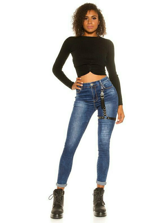 Blugi skinny cu talie înaltă - Albastru 42032 Albastru