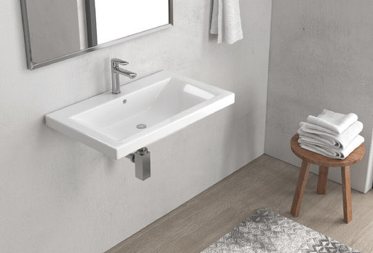 Karag Delft Wall Mounted Wall-mounted Sink Porcelain 70x44x15cm White