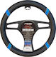 Simoni Racing Auto-Lenkradbezug Cross Blue mit Durchmesser 37-39cm. Synthetisch Schwarz SRCVT/44B