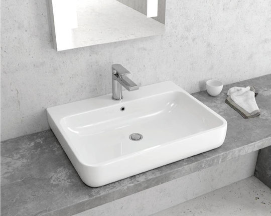 Karag Aufgesetztes Waschbecken Porzellan 61x46x19cm Weiß