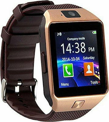 DZ09 43mm Smartwatch με SIM (Ροζ Χρυσό)