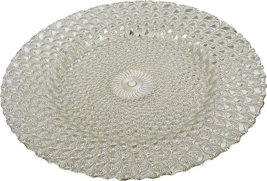 Artekko Luph Διακοσμητική Πιατέλα Γυάλινη Ασημί 33x33x2εκ.