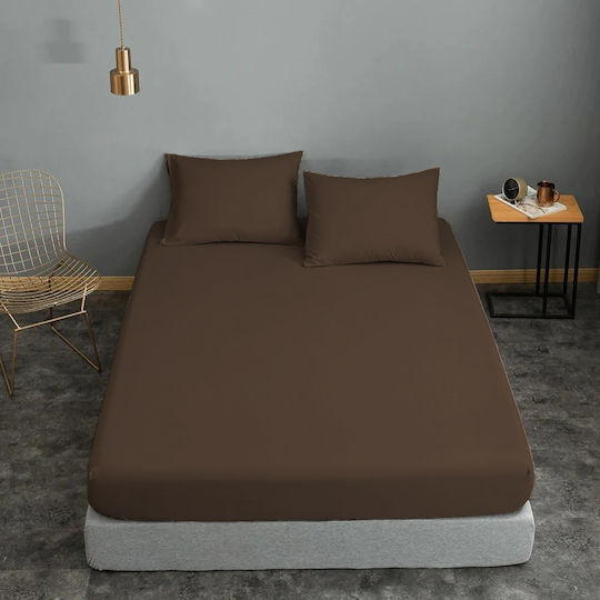 Le Blanc Σεντόνι Υπέρδιπλο με Λάστιχο 170x200+30εκ. Καφέ