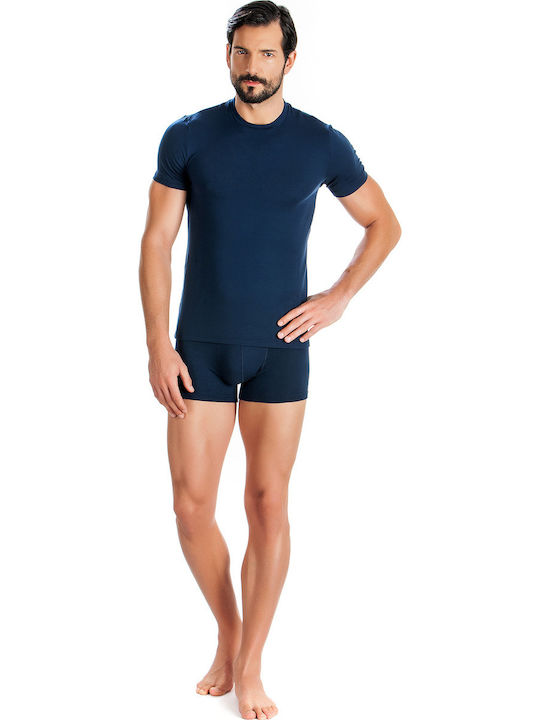 Men's Undershirt Short-sleeved in Navy Blue Color