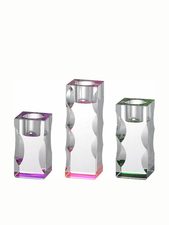 Artekko Set of Candle Holders Glass suitable for Tealights Transparent 3pcs