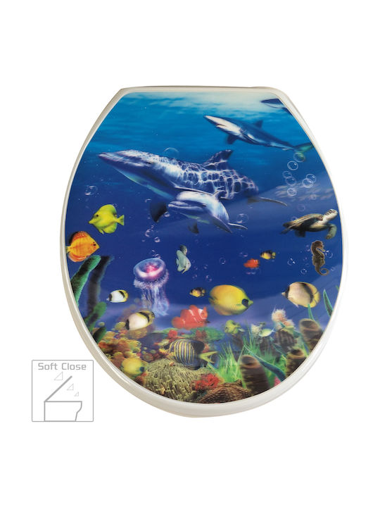 Ravenna Capac WC Închidere lentă din plastic 45x36.6cm Ocean 3D