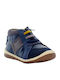 Leather Kids Boots with Laces Navy Blue