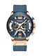 Curren Men's Watch 48mm Chronograph Battery with Leather Strap Blue