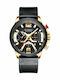 Curren Men's Watch 48mm Chronograph Battery with Leather Strap Black Gold