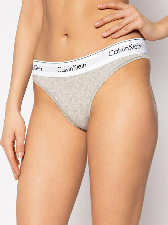 Calvin Klein Βαμβακερό Γυναικείο Slip Γκρι