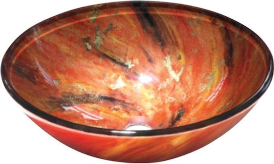 Gloria Dia Glass Aufgesetztes Waschbecken Glas 42x42x14cm Orange