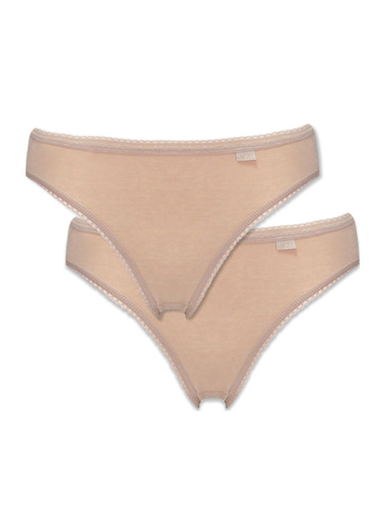 Minerva Βαμβακερά Women's Slip 2Pack Beige