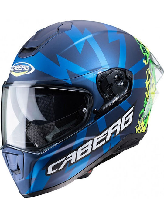 Caberg Drift Evo Storm Matt Blue/Yellow Fluo/Green Fluo Motorradhelm Volles Gesicht ECE 22.05 1350gr CAB000KRA494