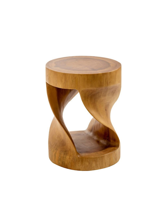 Σκαμπό Σαλονιού Ξύλινο Twister Stool Καφέ 34.5x34.5x46εκ.