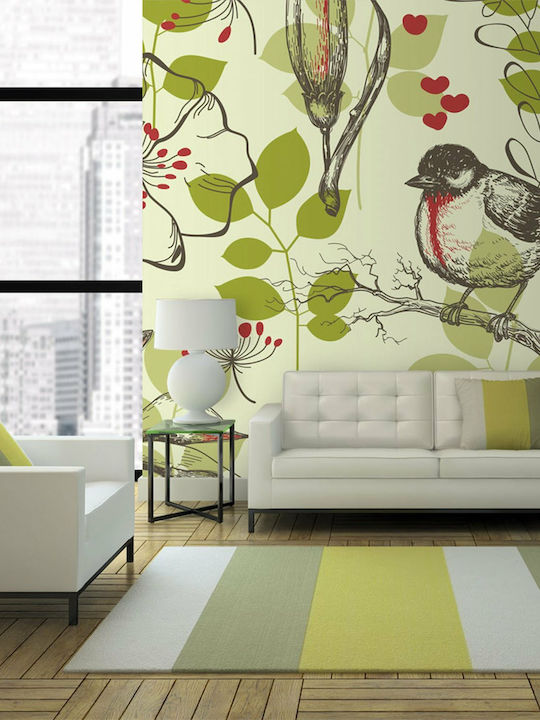 Wall Mural Bird Lilies Vintage Pattern 350x270 Fabric