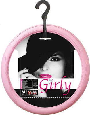 Auto Gs Car Steering Wheel Cover Girly with Diameter 37-39cm Leatherette Pink