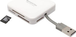 PNY AXP 724 Card Reader USB 2.0 για SD/microSD/MemoryStick/CompactFlash/xD Λευκό