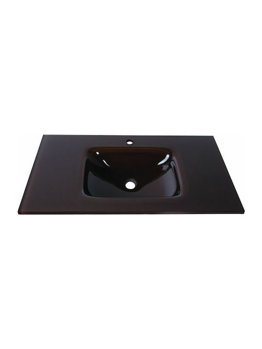 Gloria Glass Form Inset Sink Glass 91x46cm Brown