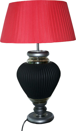 DITS Lighting Dits Industrial Design Retro Vintage Metall Tischlampe für Fassung E27 mit Rot Schirm und Schwarz Basis