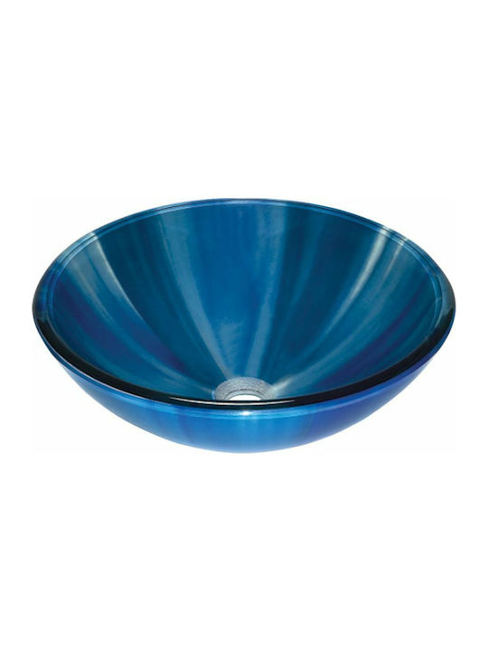 Gloria Dia Glass Vessel Sink Glass 42x42x14.5cm Blue