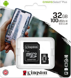 Kingston Canvas Select Plus microSDHC 32GB U1 V10 A1 UHS-I 100MB/s with Adapter