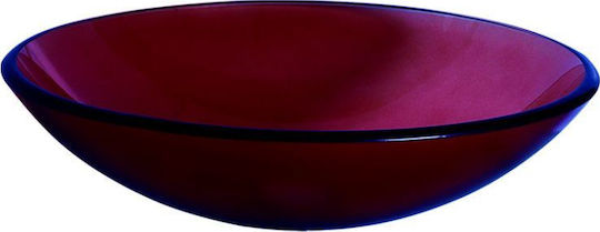 Gloria Frosted Επικαθήμενος Νιπτήρας Γυάλινος 42x42x14cm Κόκκινος