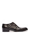 Perlamoda 617T Men's Leather Monk Shoes Black