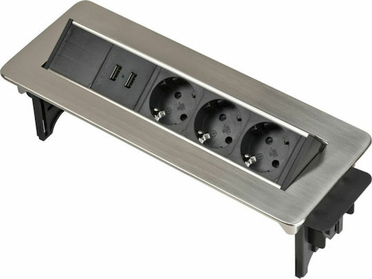 Brennenstuhl Power Strip 3 Positions with 2 USB-A without Cable Silver