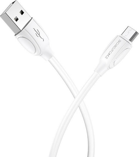 Borofone Regular USB 2.0 to micro USB Cable Λευκό 1m (Benefit)