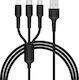 Borofone Regular USB to Lightning / Type-C / micro USB Cable Μαύρο 1m (BX16)