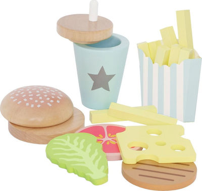 Jabadabado Cooking Toy / Kitchen Utensils Burger Meal made of Wood for 2+ Years Old 8pcs