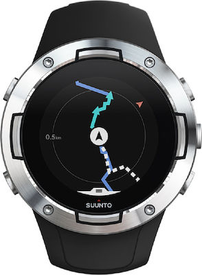 Suunto 5 Stainless Steel 46mm Αδιάβροχο Smartwatch με Παλμογράφο (Black Steel)