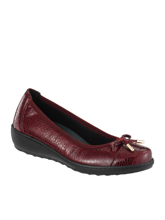 Naturelle Damen Ballerinas aus Lackleder in Burgundisch Farbe