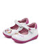 Kids Leather Ballerinas with Hoop & Loop Closure White