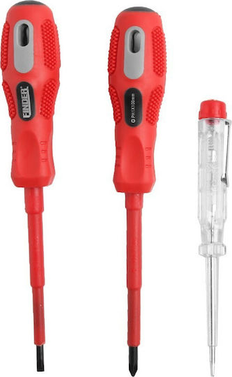 Finder Set 3 Electrician Screwdrivers with 3 Interchangeable Tips